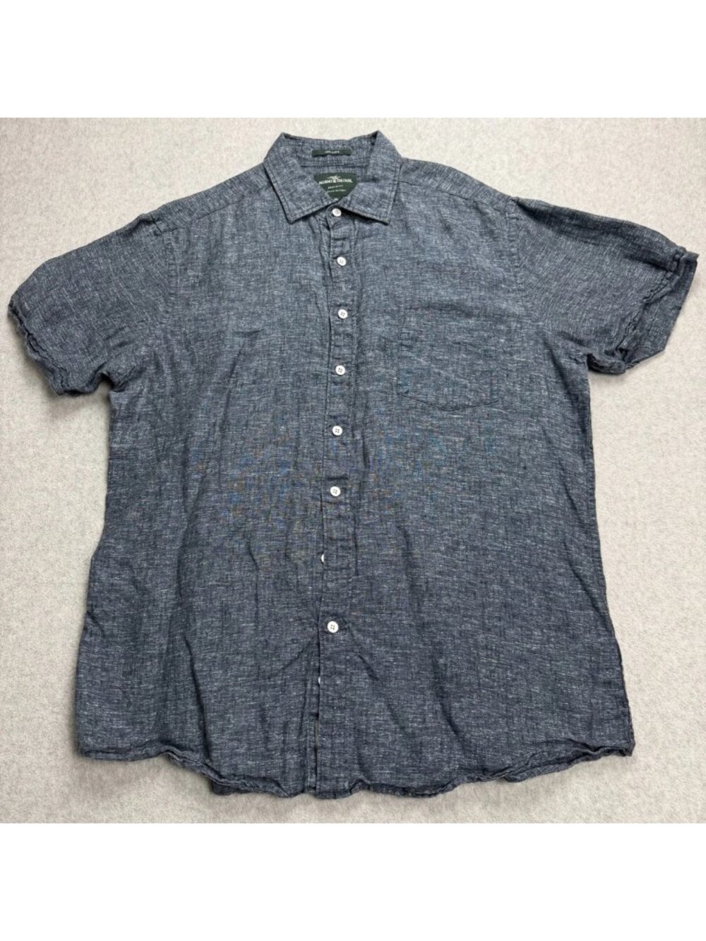 Rodd & Gunn Shirt Mens‎ XL Blue Linen Button Up Sports Fit Pocket Short Sleeve